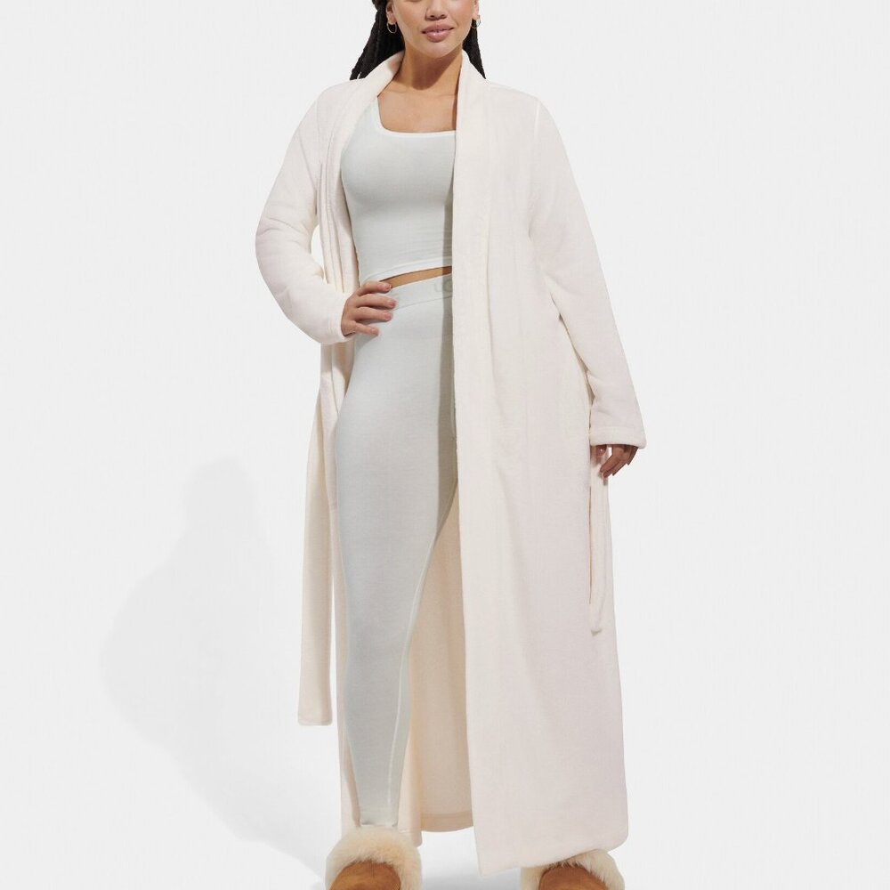 Women's UGG Marlow Bathrobe Small S Nimbus White Full Length Fleece Robe